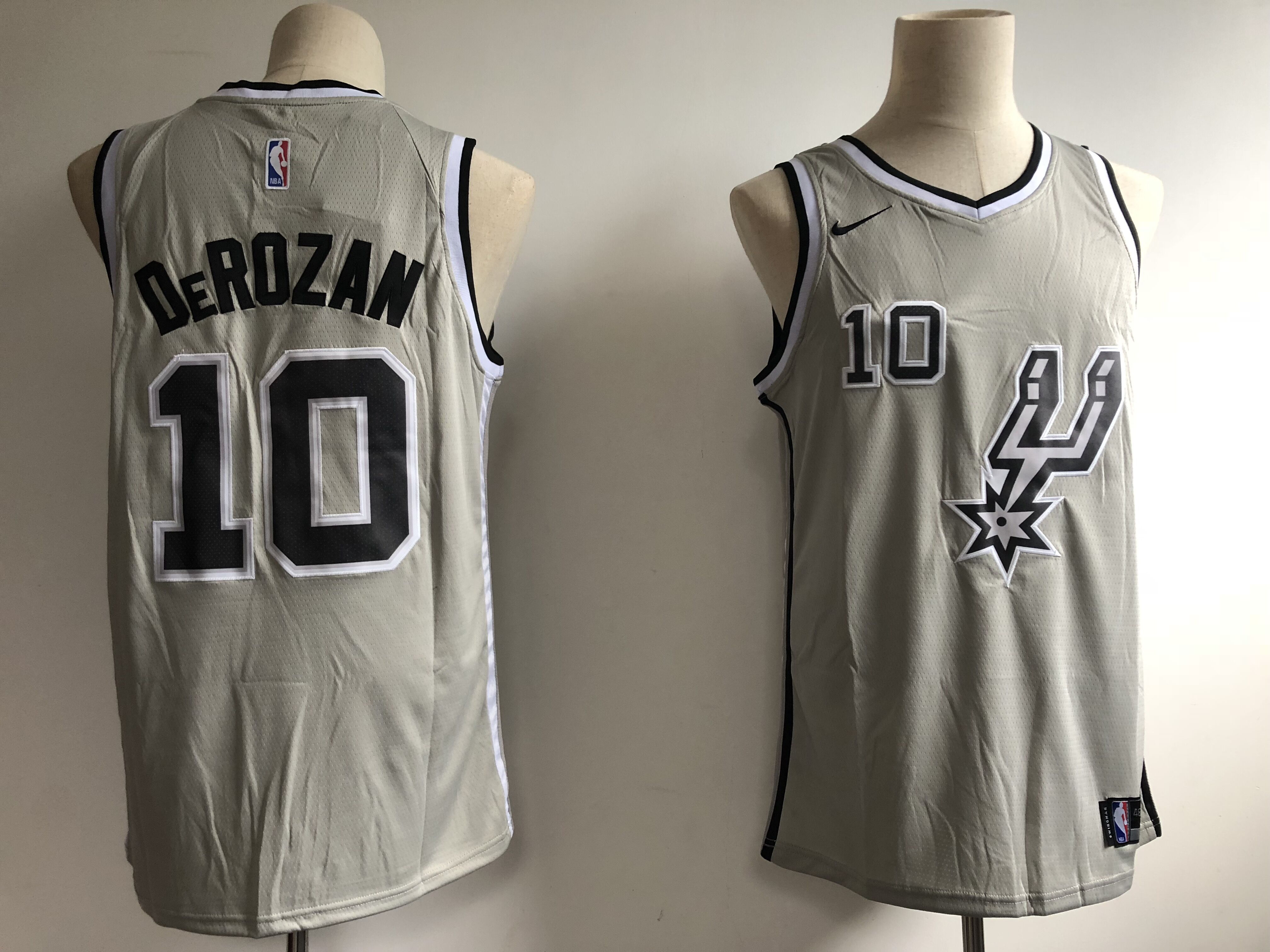 Men San Antonio Spurs 10 Derozan grey Game Nike NBA Jerseys